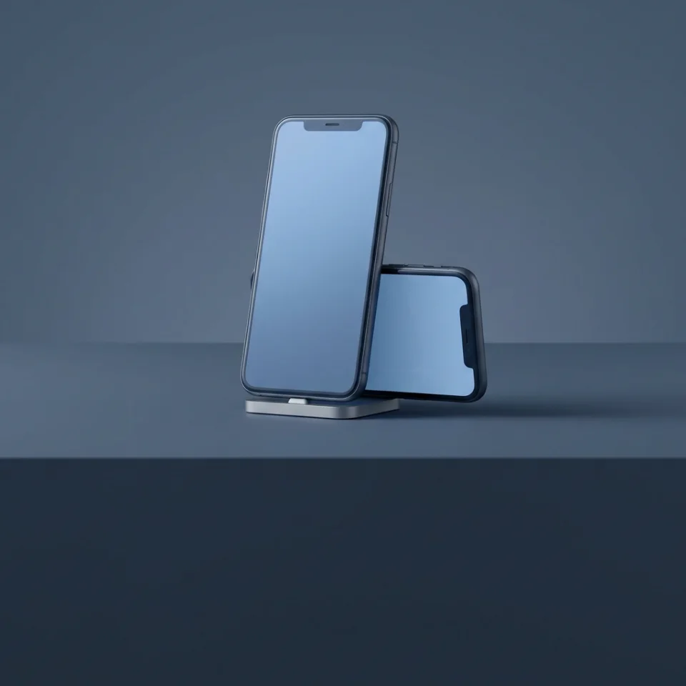 Unbranded smartphones arranged in a quiet studio setting